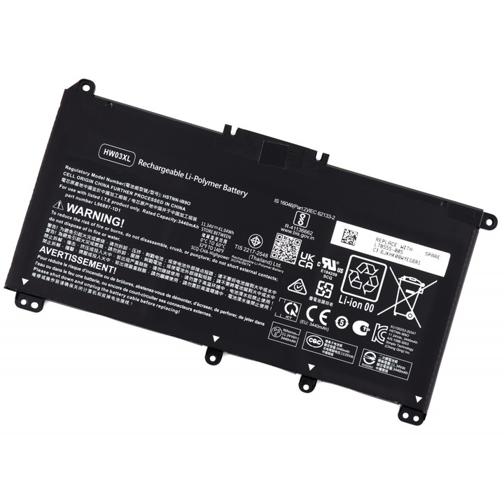 Baterie compatibila OEM HP 3ICP6/59/74 41.04Wh, HP HSTNN-IB90 41.04Wh, HP HW03XL 41.04Wh, HP L96887-1D1 41.04Wh, HP L97300-005 41.04Wh, HP TPN-Q245 41.04Wh