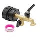 Adaptor IBC, adaptor de conectare rapida Dual Tap, robinet cu bila de alama 3/4”, AjieQaQ, rezervor 1000L, pentru furtun de gradina, filet grosier / fin universal, maner prelungit anti-alunecare, rezistent la acid si alcalin, alama, S60x6