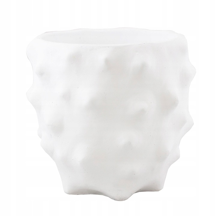Ghiveci din beton, Skandi, alb, 16cm x 15.5cm, cu suport