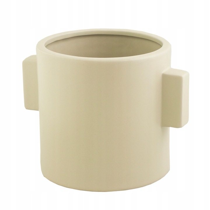 Ghiveci ceramic, Skandi, Axel, bej, 15x15x19.5cm, pentru ghiveci cu diametru maxim 13cm