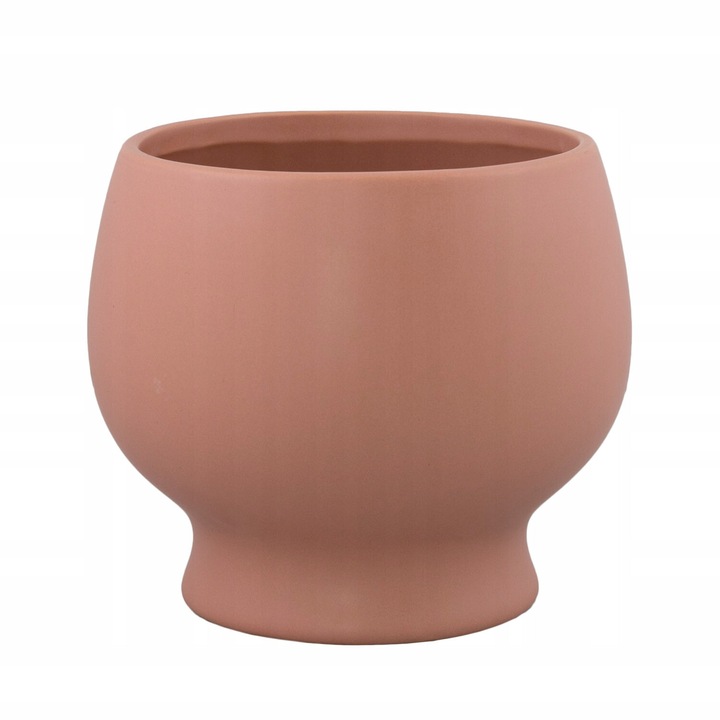 Ghiveci ceramic Elna, roz, 14.5x14cm, cu suport din fetru, pentru ghiveci de maxim 12x12cm