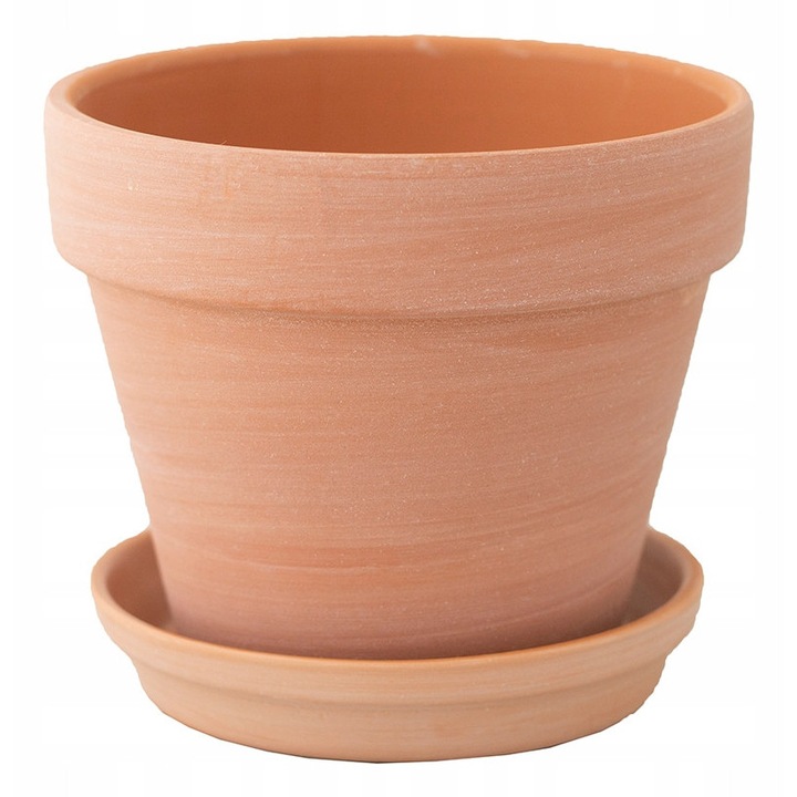 Ghiveci, Skandi, 13 cm, caramiziu, farfurie