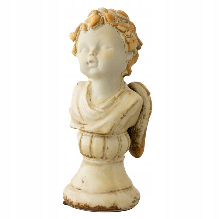 Karácsonyi díszfigura, Skandi, kerámia angyalka, bézs, 7.5x20x8.5cm