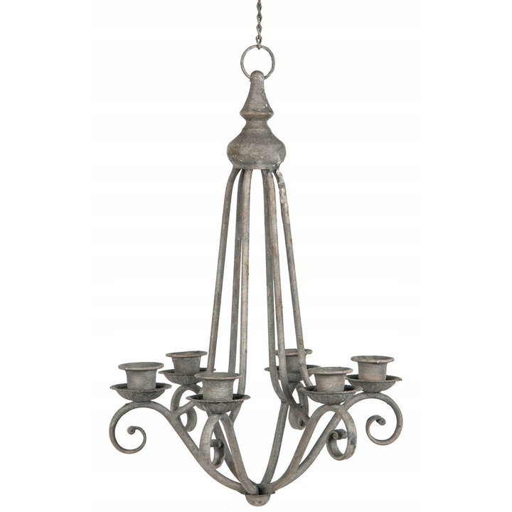 Suport lumanari, Skandi, kandelabr retro, metal, 47x34cm, 6 lumanari, bronz