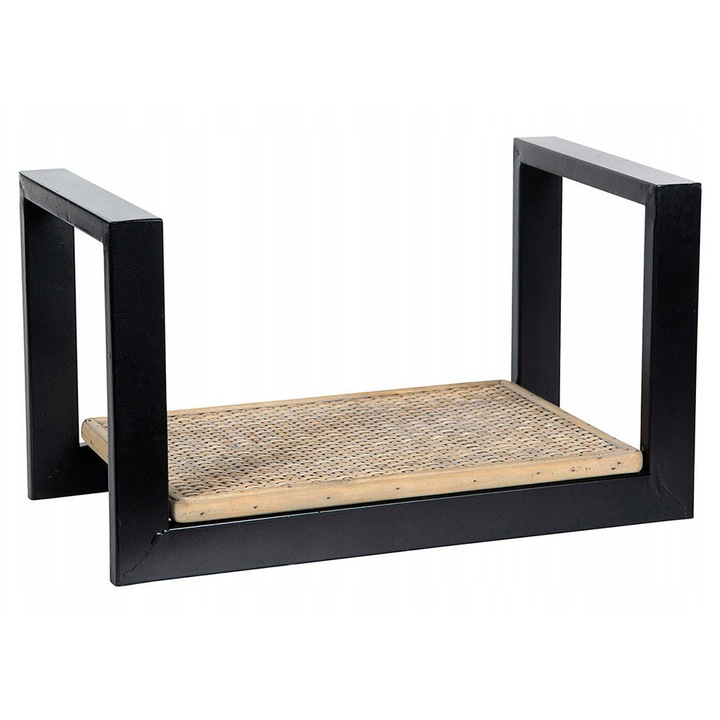 Raft suspendat, Skandi, metal si bambus, negru mat, 35x20x20cm