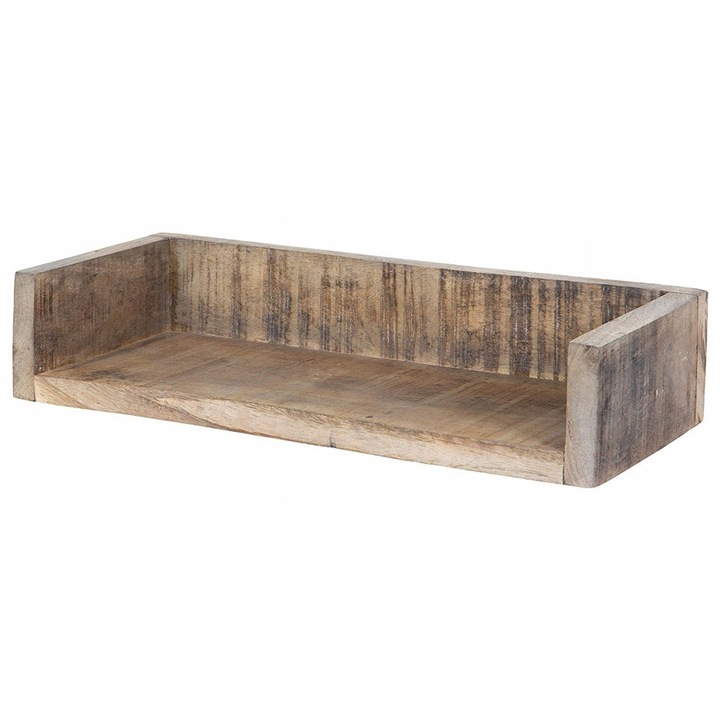 Raft de perete Skandi Boho maro lemn 35x15x7cm