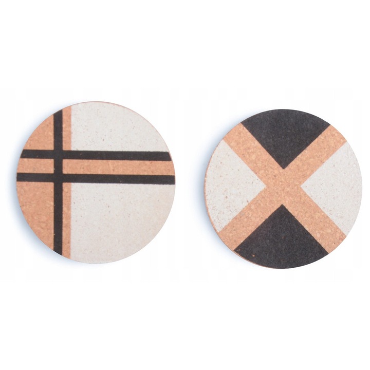 10 darabos Skandi pohártartó készlet, parafa, 8,5 cm x 0,3 cm, többszínű