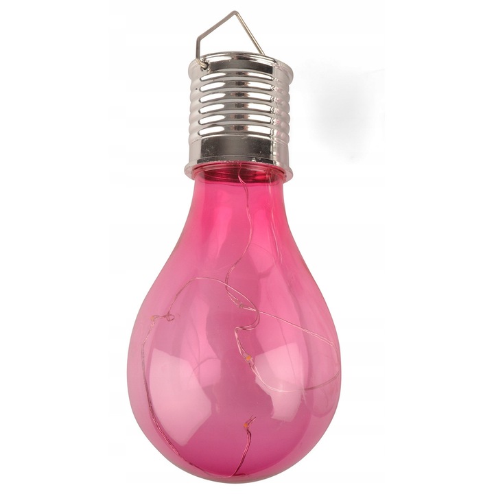 Lampa solara DYKSA, bulb, 15x7.5cm, roz