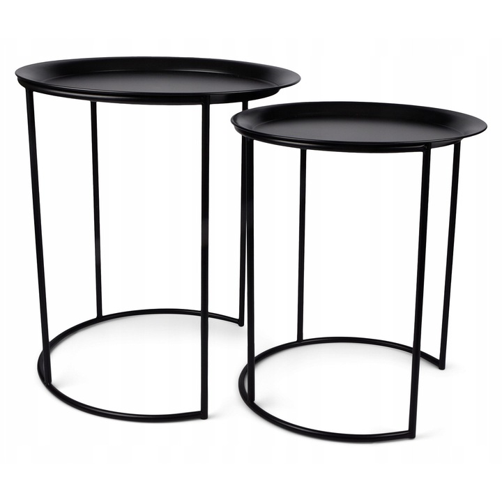 Set 2 mese laterale Alessia, metal, negru, 40x46cm, 35x40cm