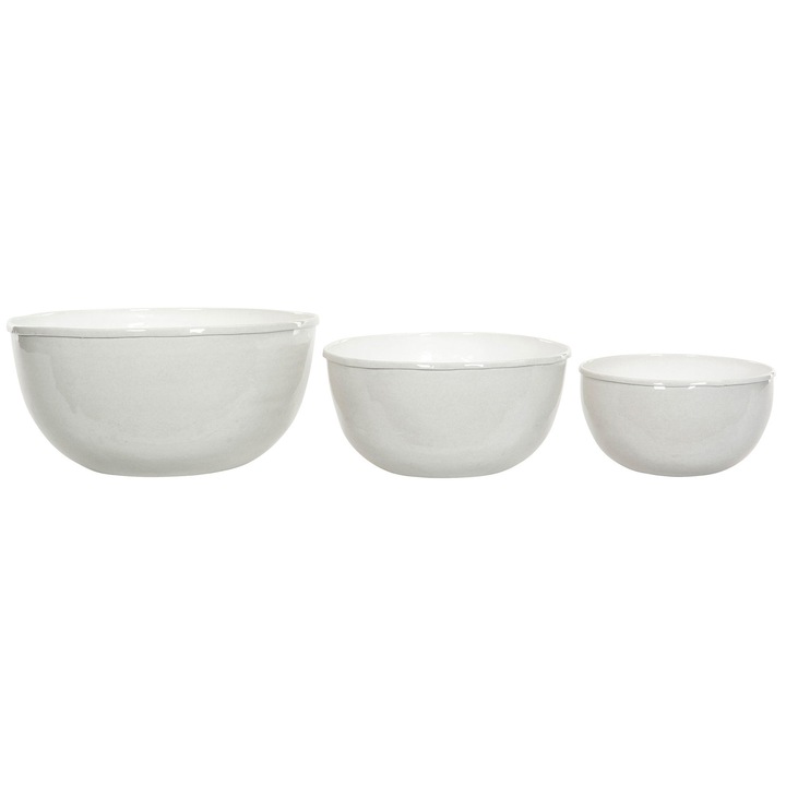 Set 3 boluri metalice albe pentru servire, Skandi, dimensiuni: 26x12.5cm, 21x10cm, 16x8cm