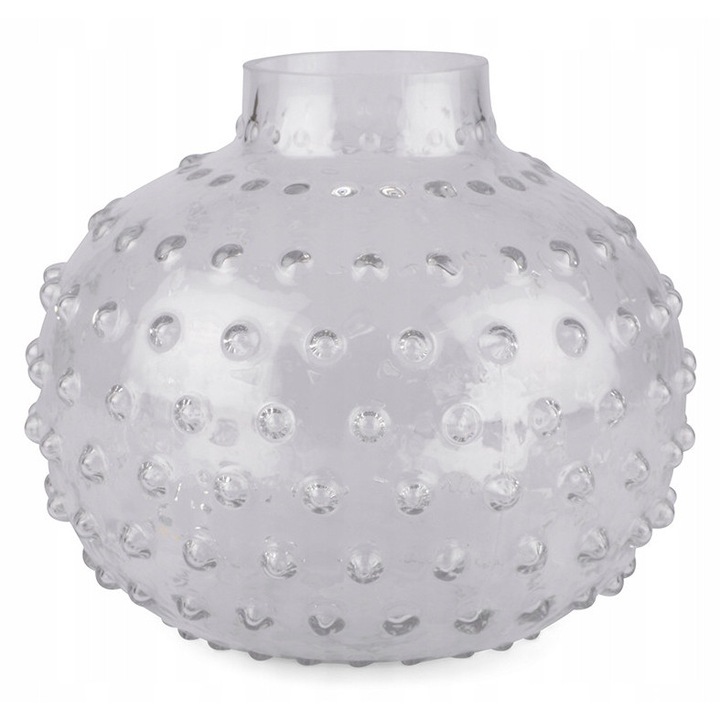 Vaza din sticla Skandi, 22cm x 18.5cm, transparenta, decorativa