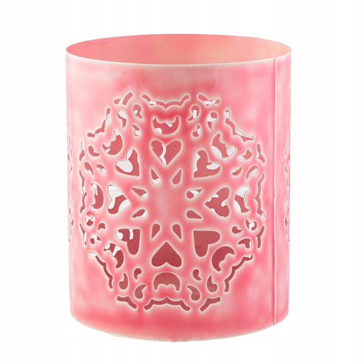 Suport lumanari, Skandi, metal, roz, 15cm x 13cm