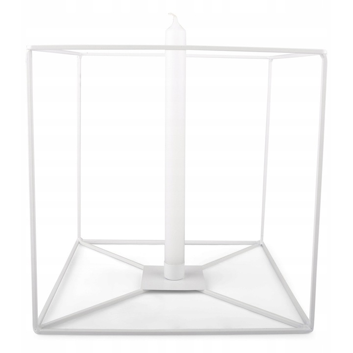Suport lumanari metalic DYKSA, alb, 25x25x25cm, pentru lumanari lungi