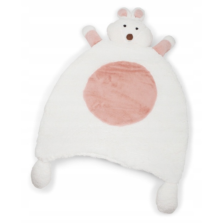 Covor copii, DYKSA, model iepure, poliester, 88x68cm, alb