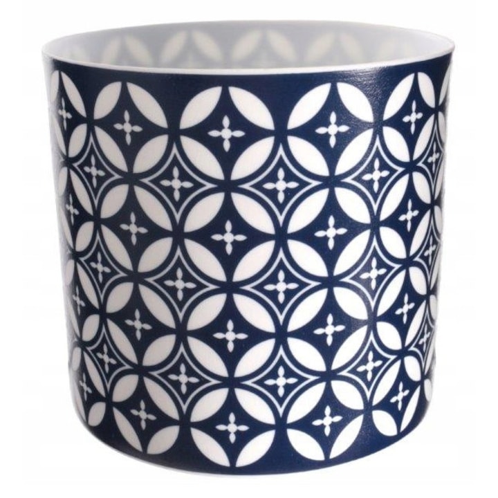 Suport lumanari, Skandi, ceramica, 8x9cm, alb-granat