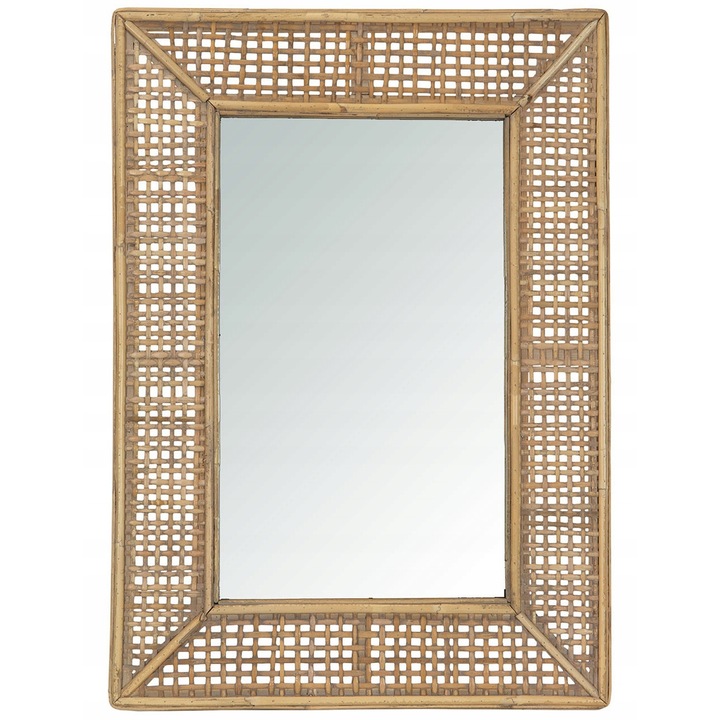 Oglinda dreptunghiulara Skandi, stil boho, bambus, 71x51cm, natural