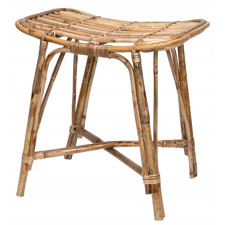 Бамбукова табуретка Skandi boho, височина 46 см, 48x34 см, естествен цвят