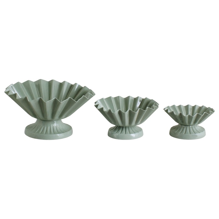 Set 3 boluri Skandi Elna, metal, verde, dimensiuni: 10x5cm, 12.5x5.5cm, 18x8.5cm