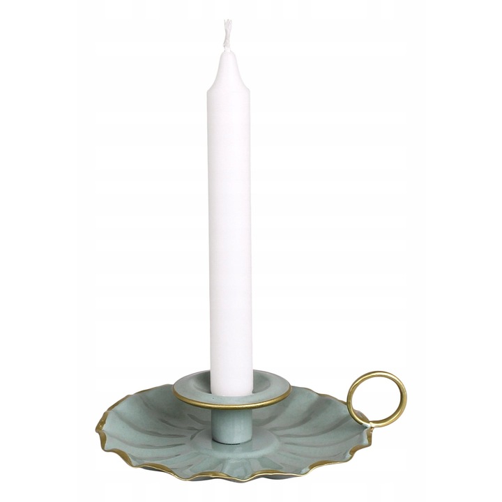 Suport lumanari, Skandi, Inrid, metal, verde-auriu, 16cm