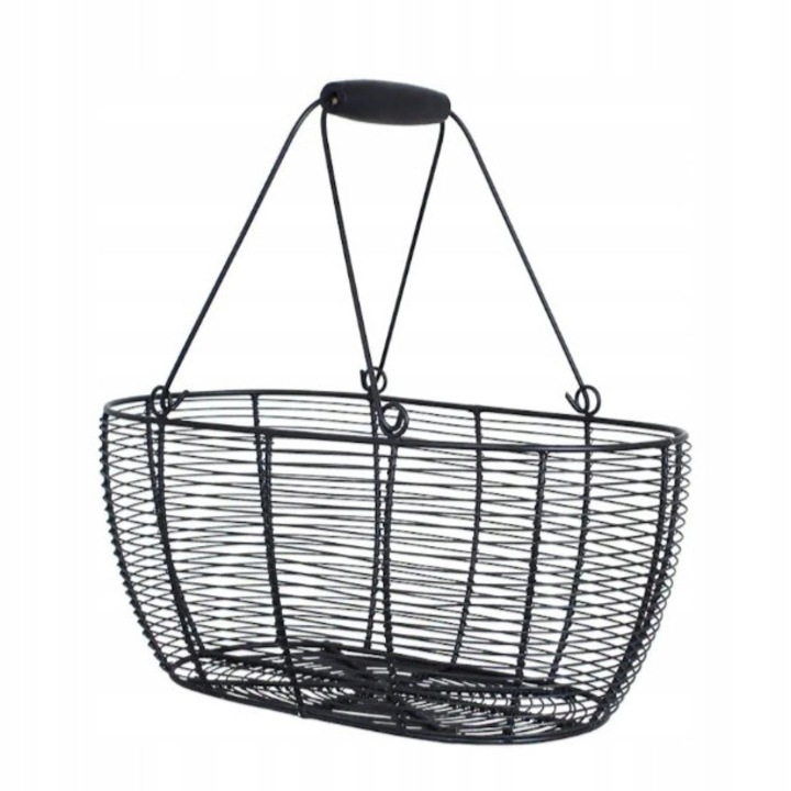 Cos metalic drucian Skandi, stil loft, negru, 38x17x22cm