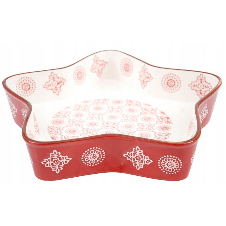 Platou ceramic Skandi stea rosu 30.5x30.5x6cm