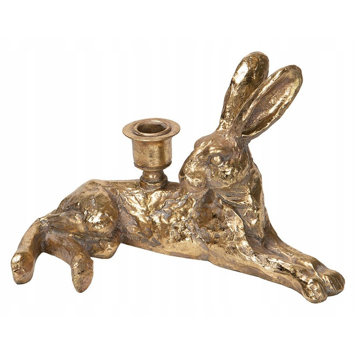 Suport lumanare Skandi iepure auriu 25.5x13.5x15.5cm