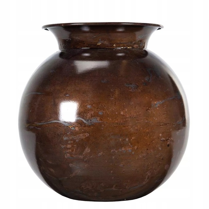 Vaza metalica rotunda Skandi, bronz, 25x25cm, rezistenta la rugina