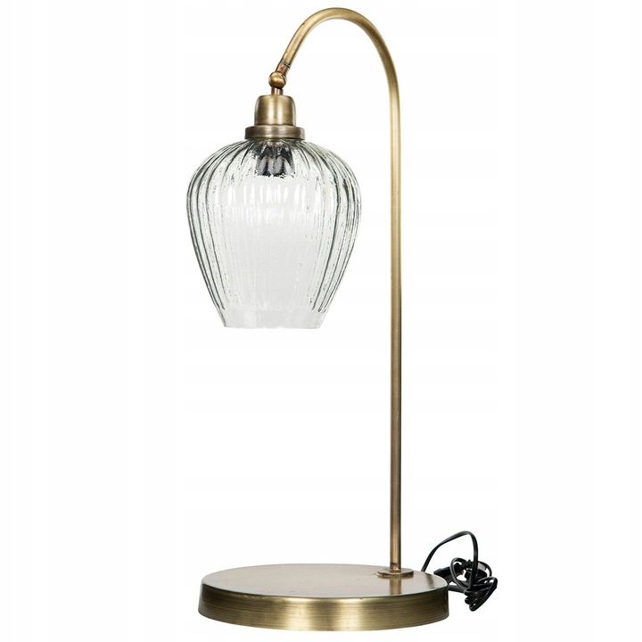 Lampa de birou mare, Skandi, aurie, 27x25x62cm, cu abajur transparent, cablu 225cm