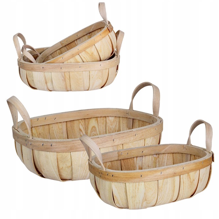 Set 2 cosuri de picnic din lemn de cedru, naturale, dimensiuni 26x18x14cm si 31x24x16cm