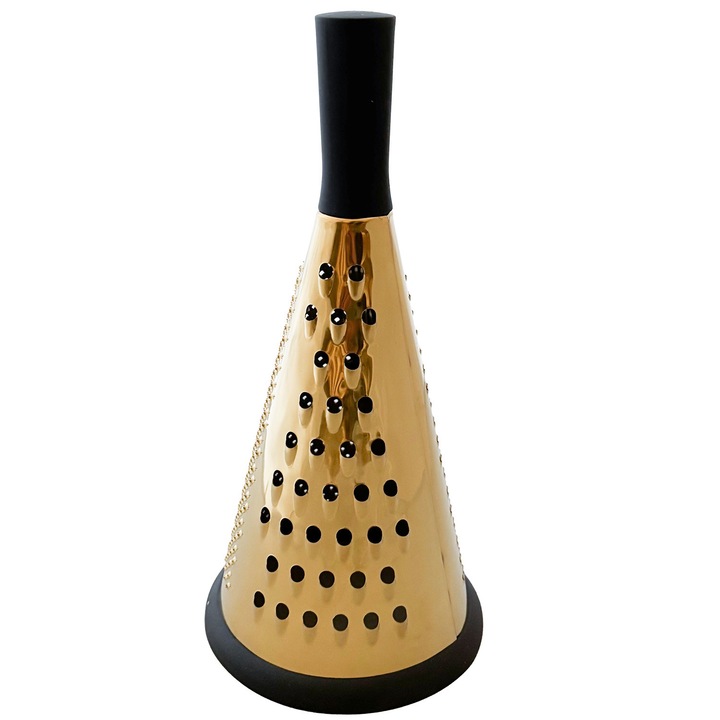 Ренде за сирене Skandi, Неръждаема стомана, с 3 остриета, Златист и черен цвят, размери 12.5x26см