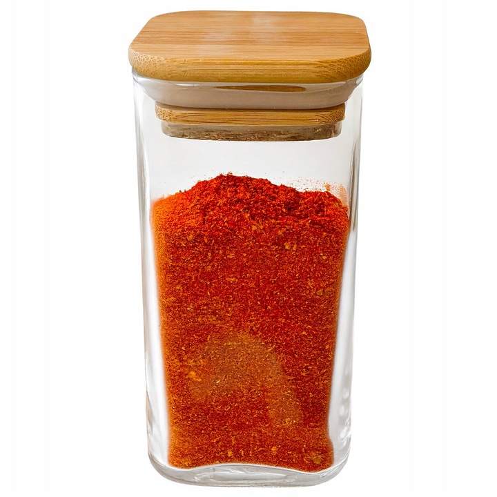 Recipient sticla Skandi 350ml cu capac bambus transparent 6.2x6.2x12.6cm