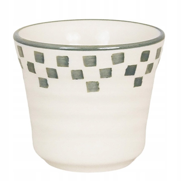 Cana espresso Skandi 125ml, ceramica alba cu model verde, 7,2x6,5cm