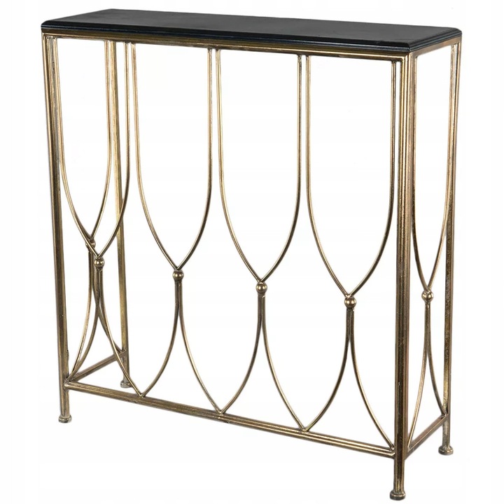 Consola metalica Loft Glamour, 85x26x92cm, aurie si neagra, set decorativ