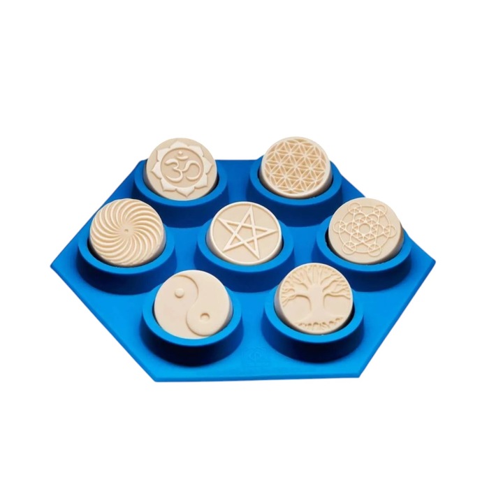 Matra de silicon, Geometrie sacra, Floarea vietii, Metatron, Spirala, Om, Arborele vietii, Yin si Yang, Pentagrama, 44 mm, Potrivit pentru rasina epoxidica, ciocolata, ceara, produse de patiserie