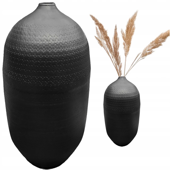 Vaza inalta metalica neagra, Skandi 48cm, pentru flori si ramuri