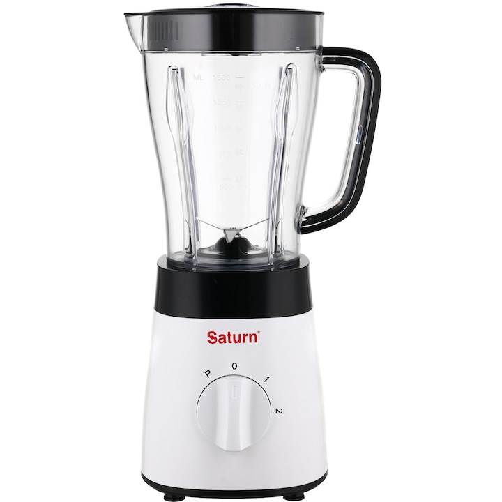 Блендер Saturn ST-FP9100, 500W, 1.5L, 2 скорости, Остриета от неръждаема стомана, Функция за заключване и пулсиране, Неплъзгащи се крачета, Идеален за смесване на плодове и зеленчуци, смилане на кафе на зърна и подправки