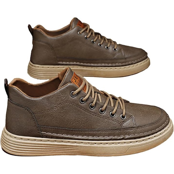 Ежедневни кожени обувки, Excitat®, Неплъзгащи се, Устойчиви на пот, Лесни за почистване, Ергономичен дизайн, Кафяв