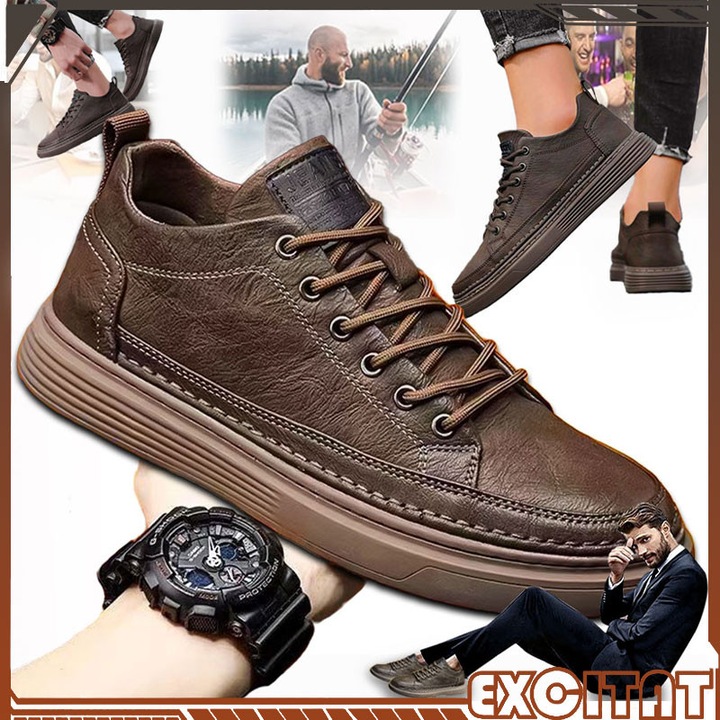 Alkalmi bőrcipő, Excitat®, csúszásgátló, nem izzasztó, könnyen tisztítható, ergonomikus kialakítás, puha és kényelmes, professzionális környezetbe, sokoldalú, PU, barna, Barna