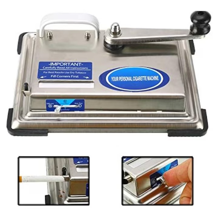 Masina cu piston pentru injectarea tigarilor, Dussdote masina de rulat tigari din otel inoxidabil, masina de rulat tigari din tutun cu manivela cu tambur, masina manuala de umplere a tigarilor pentru fumat, unelte DIY