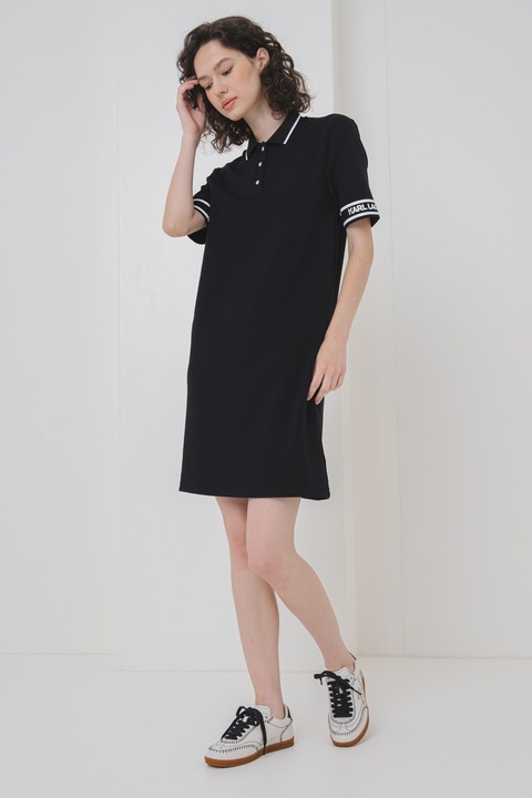 Karl Lagerfeld, Rochie polo din amestec de modal, Negru, XS