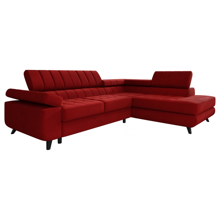 Coltar rabatabil Elsie Premium Dreapta, MIRJAN 24, rosu, 203x264x73 cm