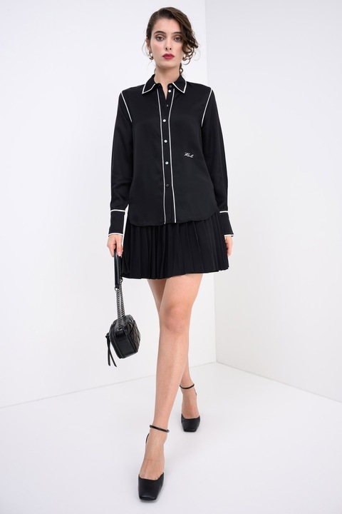 Karl Lagerfeld, Camasa cu garnituri contrastante, Alb/Negru