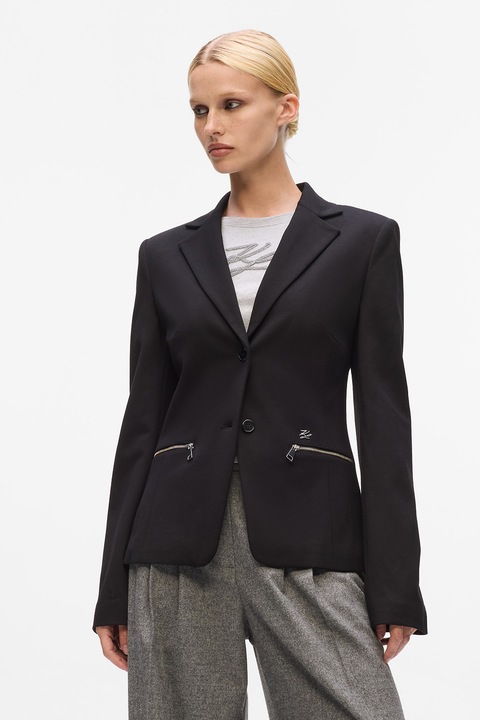 Karl Lagerfeld, Sacou cu revere decupate, Negru, S