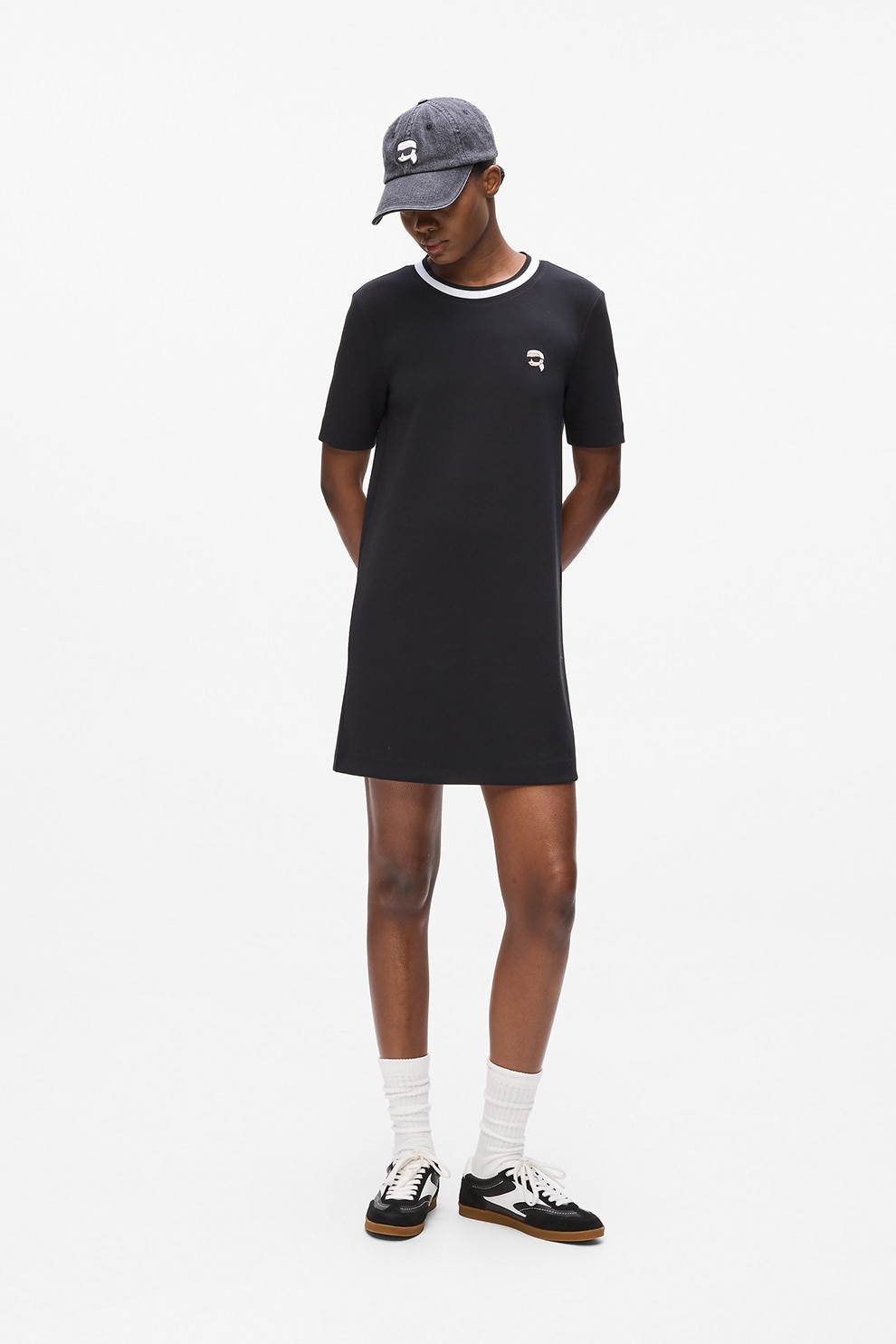 Karl Lagerfeld, Rochie mini cu detaliu logo, Alb, Negru, S