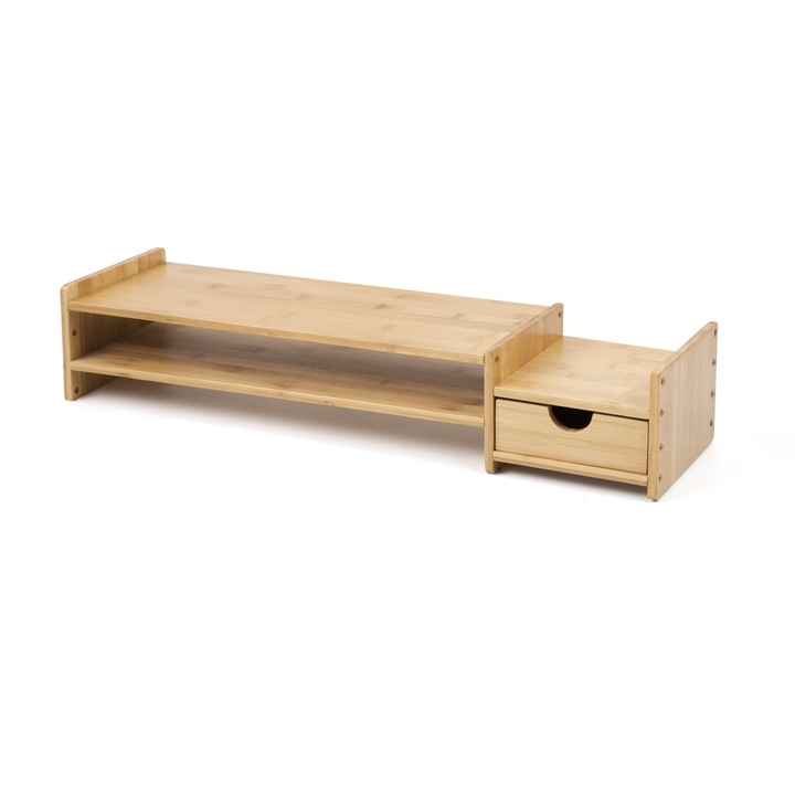 Monitor Stand Riser Desk Organizator-Bamboo 2 Tier Stand pentru laptop