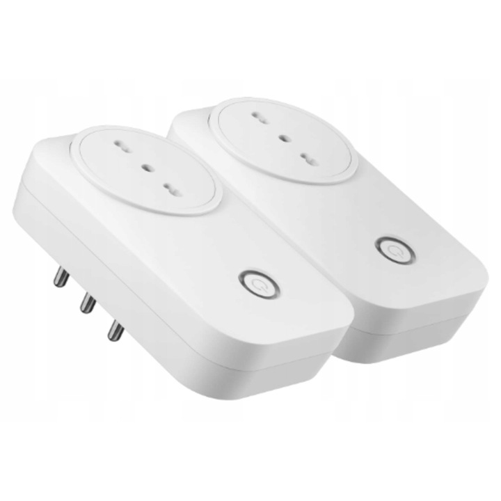 Set de 2 prize inteligente Wi-Fi Luka, control vocal, functie timer, alb