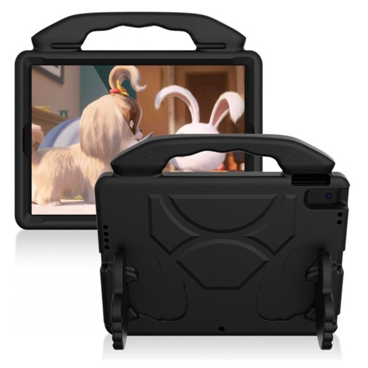 Gigapack tabletvédő habszivacs, asztali kitámasztó, fogantyú, gyerekbarát, környezetbarát, érdes felület, fekete, kompatibilis: Apple IPAD Pro 10.5, 2017, / IPAD 10.2, 2021, / IPAD 10.2, 2020