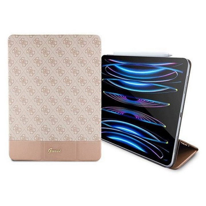 Guess stripe allover tabletvédő álló, eco bőr hatású, flip, oldalra nyíló, trifold, asztali tartó, rózsaszín, kompatibilis: Apple IPAD Pro 12.9, 2017, / IPAD Pro 12.9, 2022, / IPAD Pro 12.9, 2021