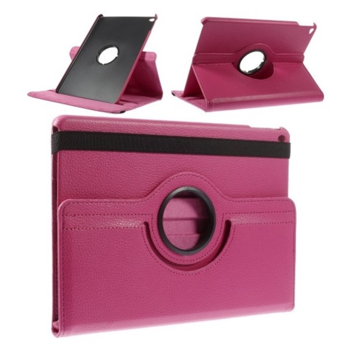 Gigapack tabletvédő álló, bőr hatású, flip, asztali tartó, 360°, magenta, kompatibilis: Apple IPAD Air 2