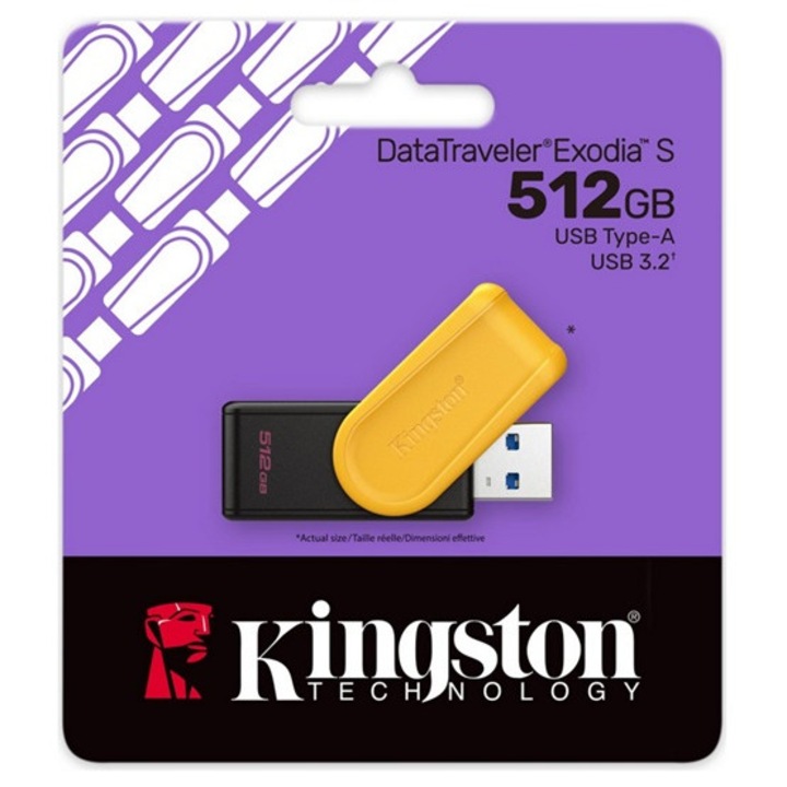 Kingston dt exodia s pendrive/usb stick, usb 3.2, gen 1, 512gb fekete/citromsárga
